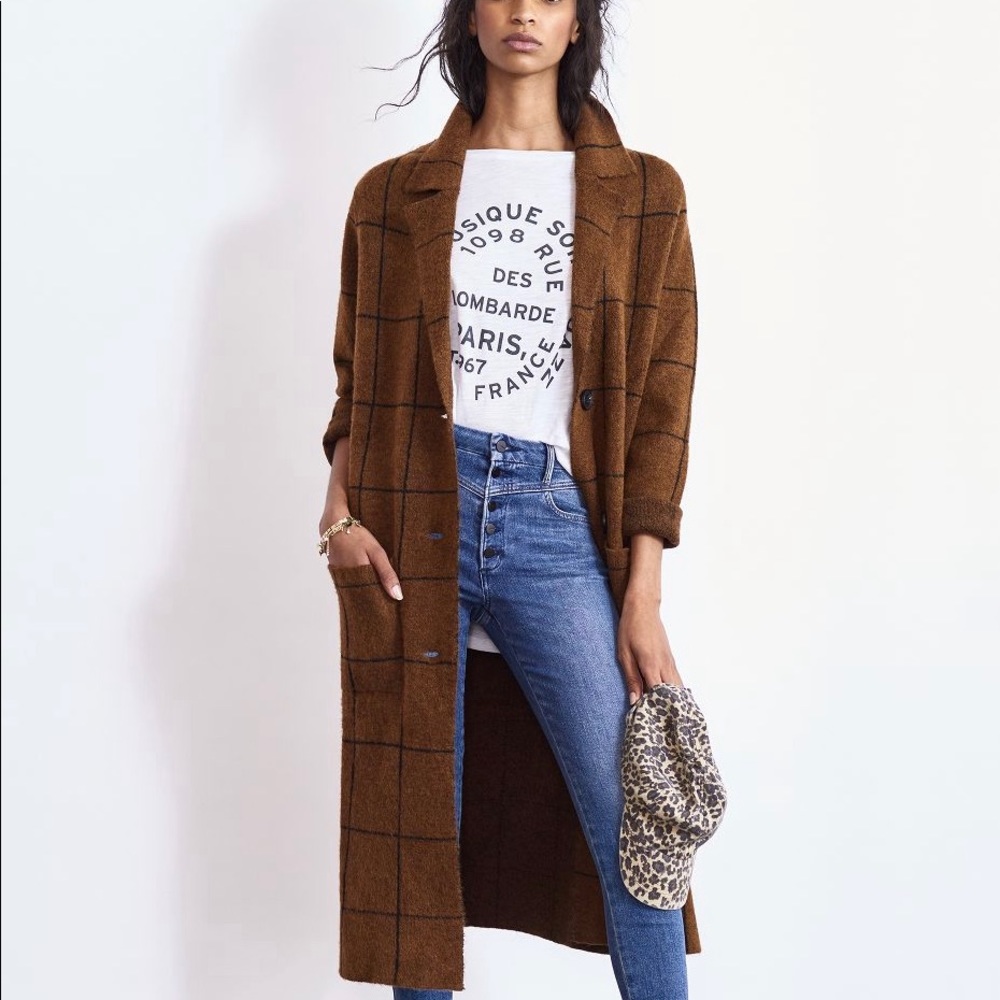 Anthropologie Solenne windowpane sweater jacket